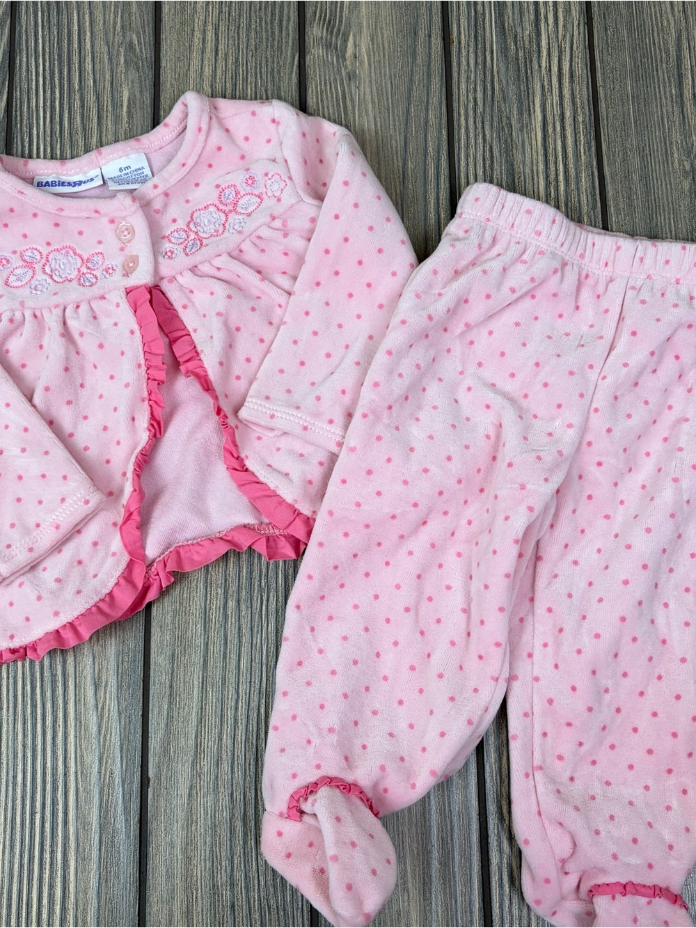 Vintage Y2K Babies R Us Pink Velvet Baby Set Sz 6 months
